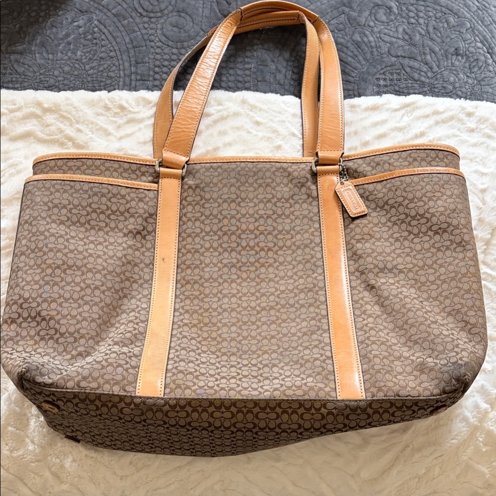Coach Brown and Tan Signature Tote